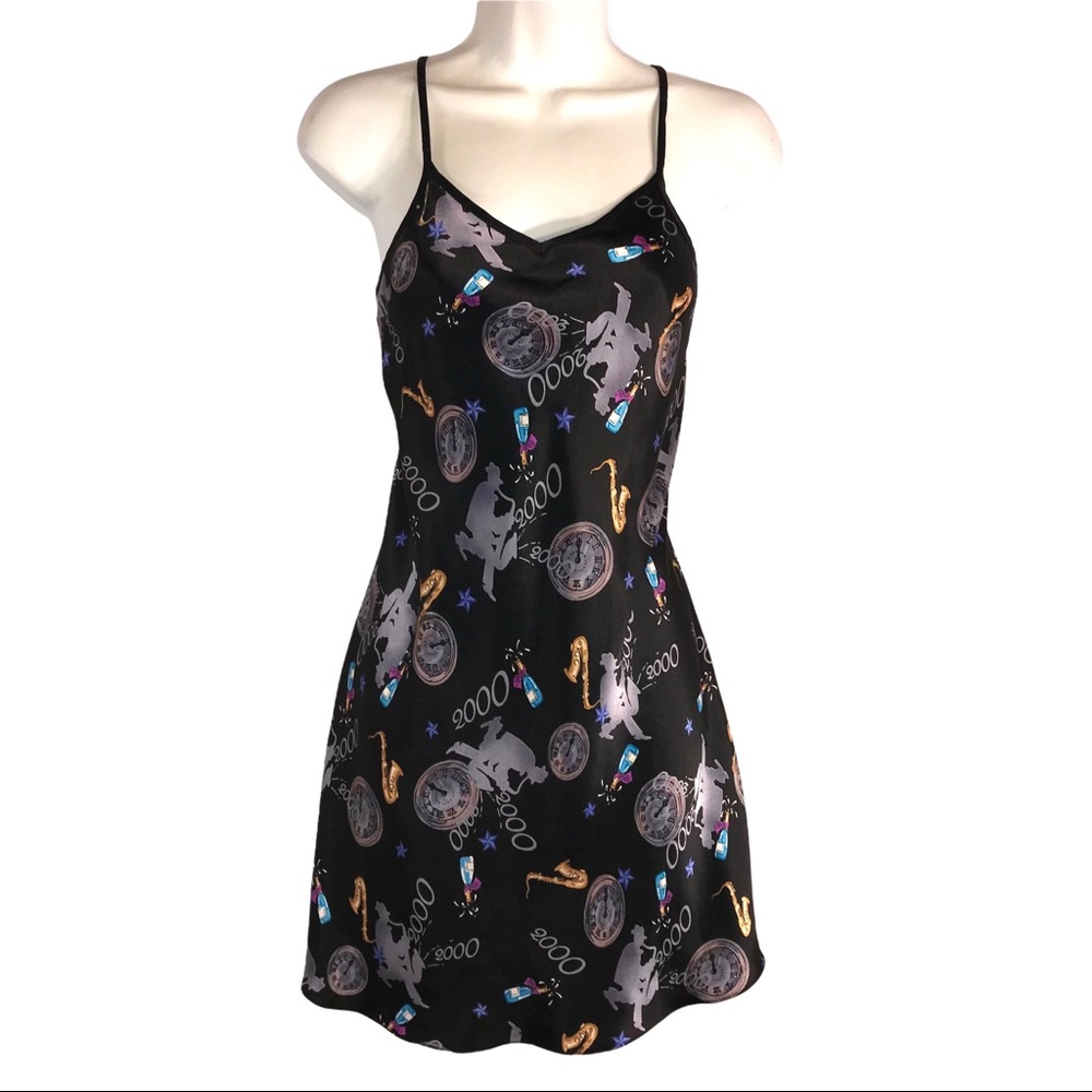 Vtg Black Satin Slip New Year’s Eve 2000 - Picture 9 of 9
